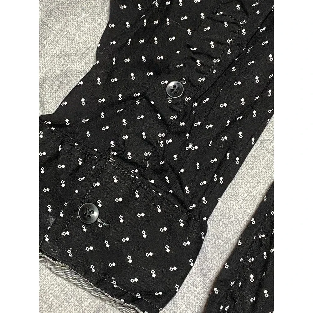 Kenneth Cole Men's XL Slim Fit Black White Micro Dot Button Down Shirt